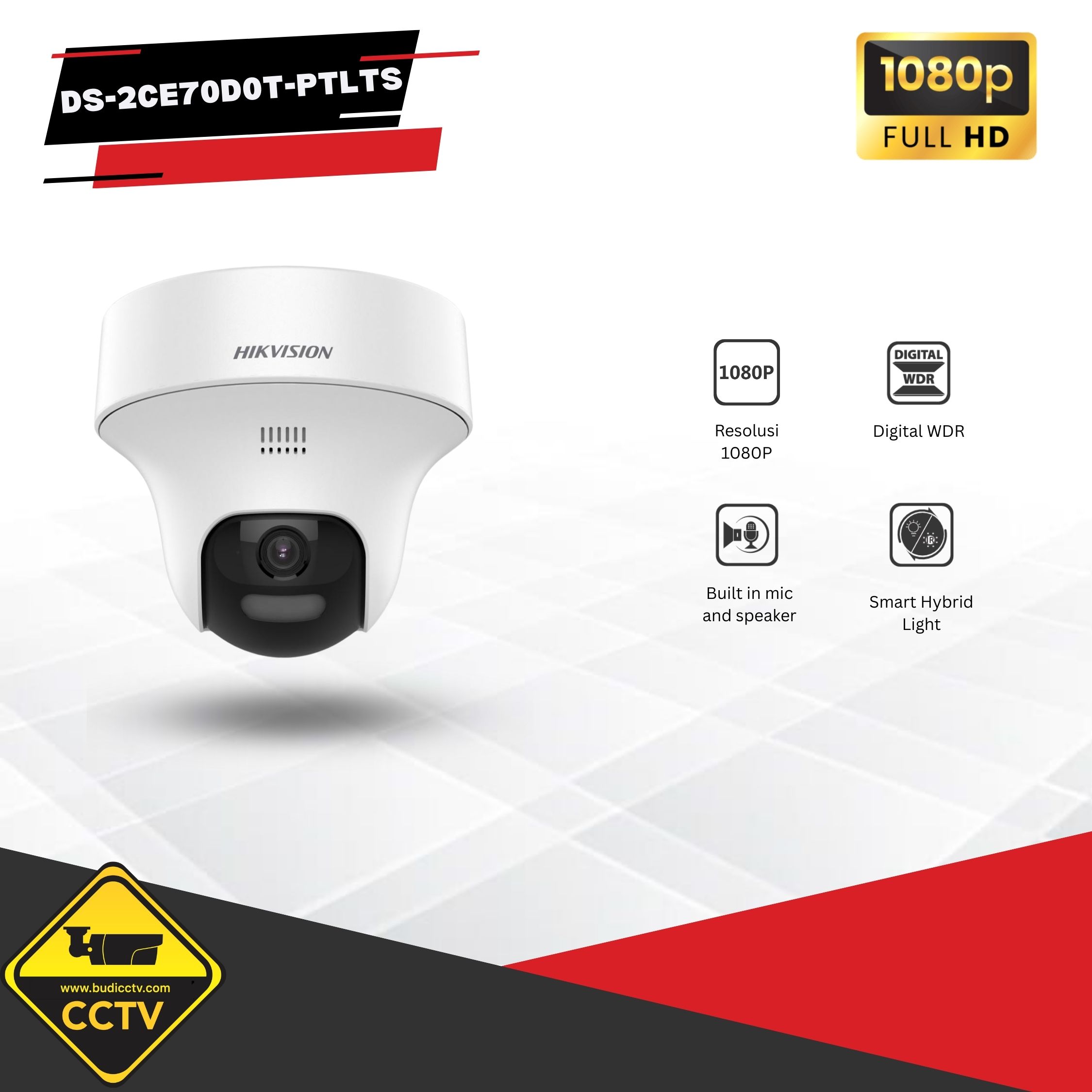 KAMERA INDOOR HIKVISION TWO-WAY AUDIO PT 2MP DS-2CE70D0T-PTLTS