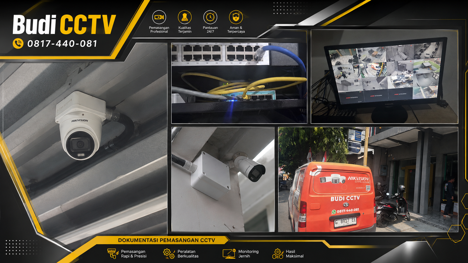 Pemasangan CCTV Hikvision IP Camera di Kantor Bank Area Pekalongan