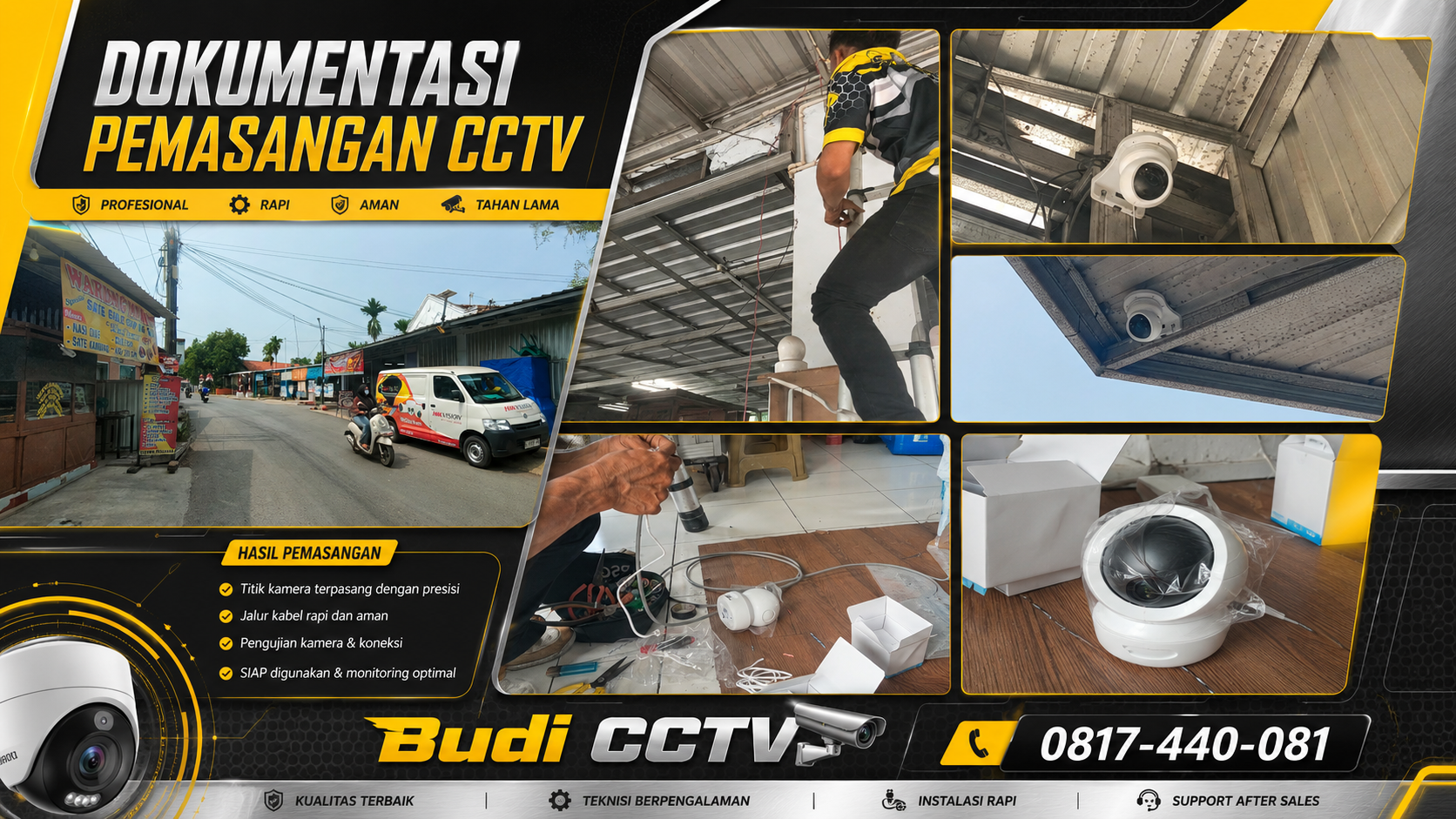 Instalasi Kilat CCTV Ezviz di Warung Seblak Wiradesa