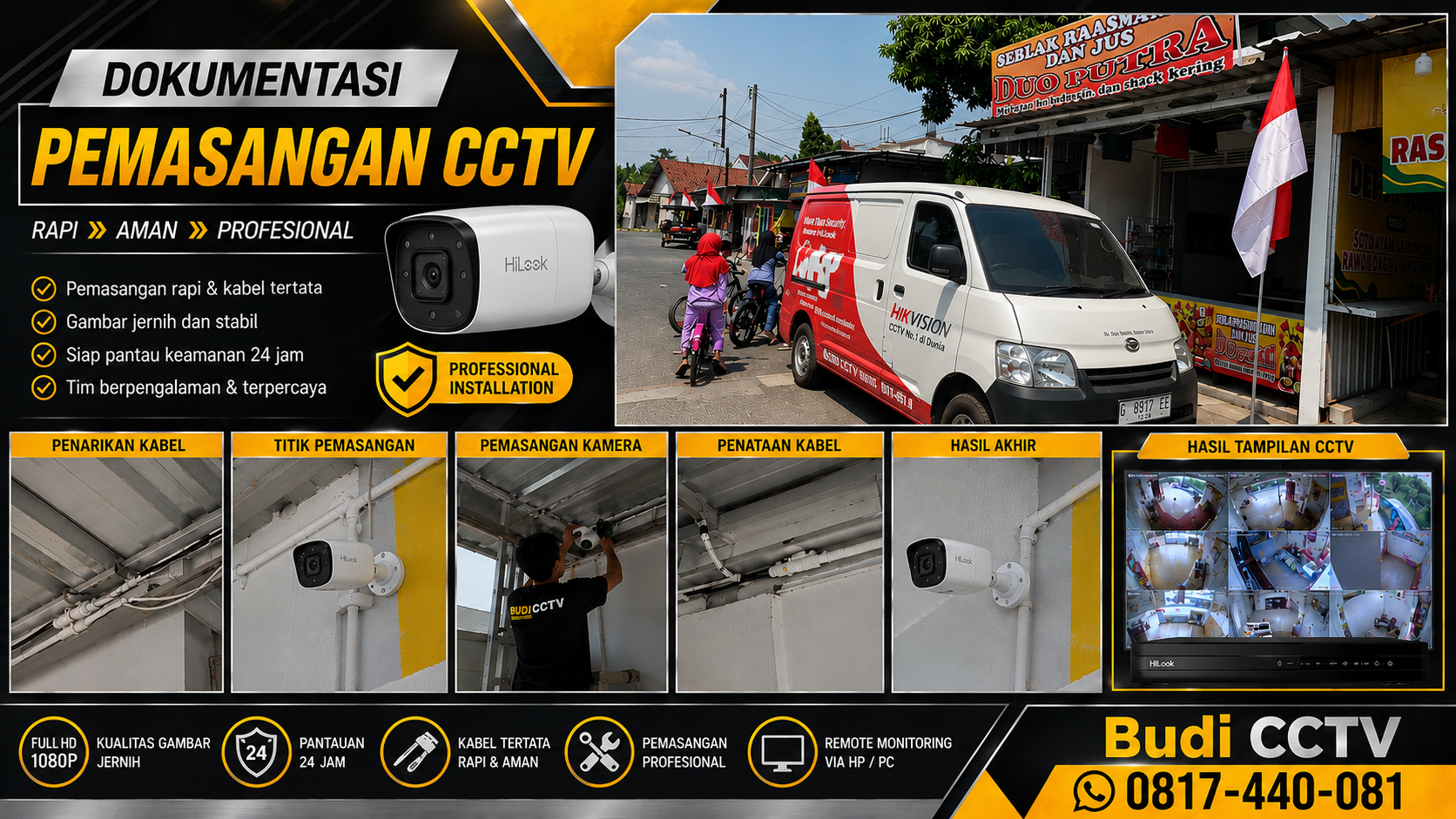 Instalasi CCTV HiLook untuk Warung Seblak Operasional Malam